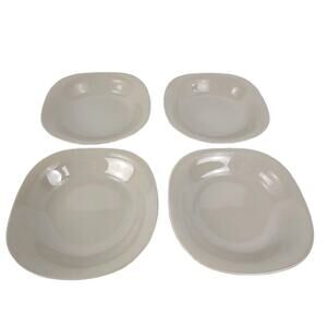 Vintage 80s Set of 4 Mikasa Japan Bedford Beige Rimmed Soup Bowls Color Classics